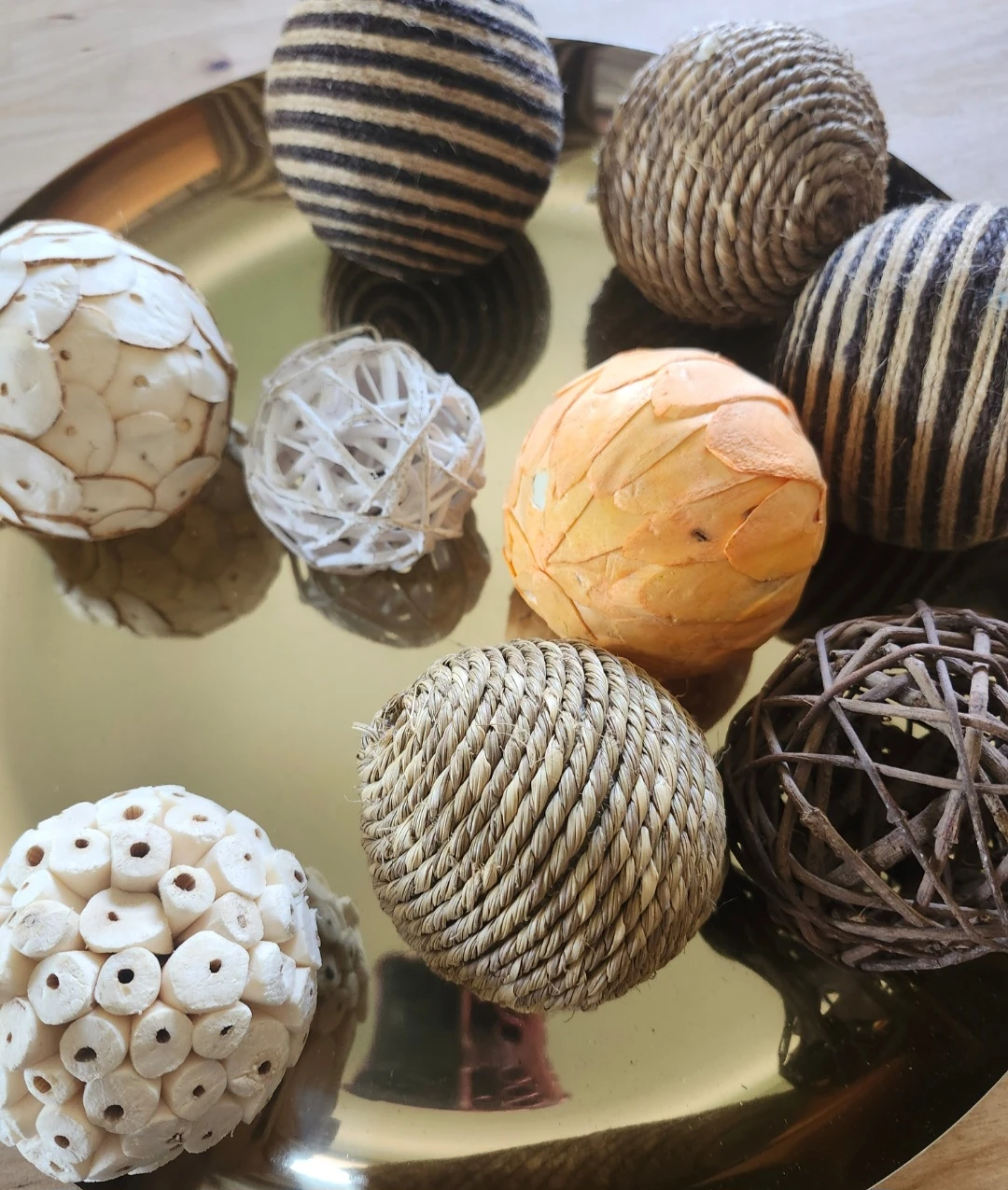 Decorative  New Gold Platter With Assorted Decorative Spheres - photo 5