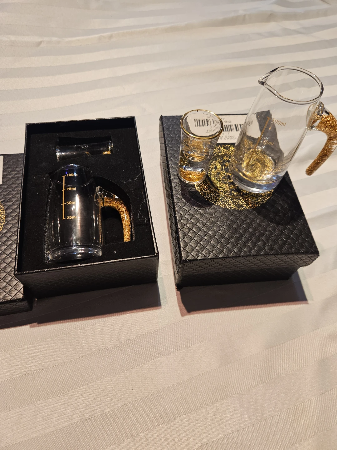 Glass Measuring Cup and Shot Glass Set with Gold Handle - photo 2