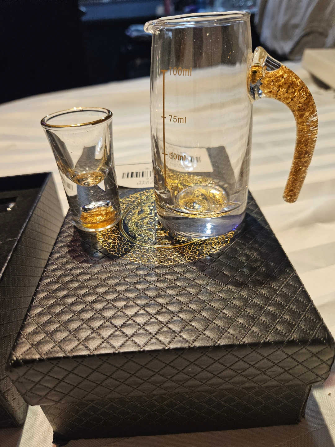 Glass Measuring Cup and Shot Glass Set with Gold Handle - photo 3