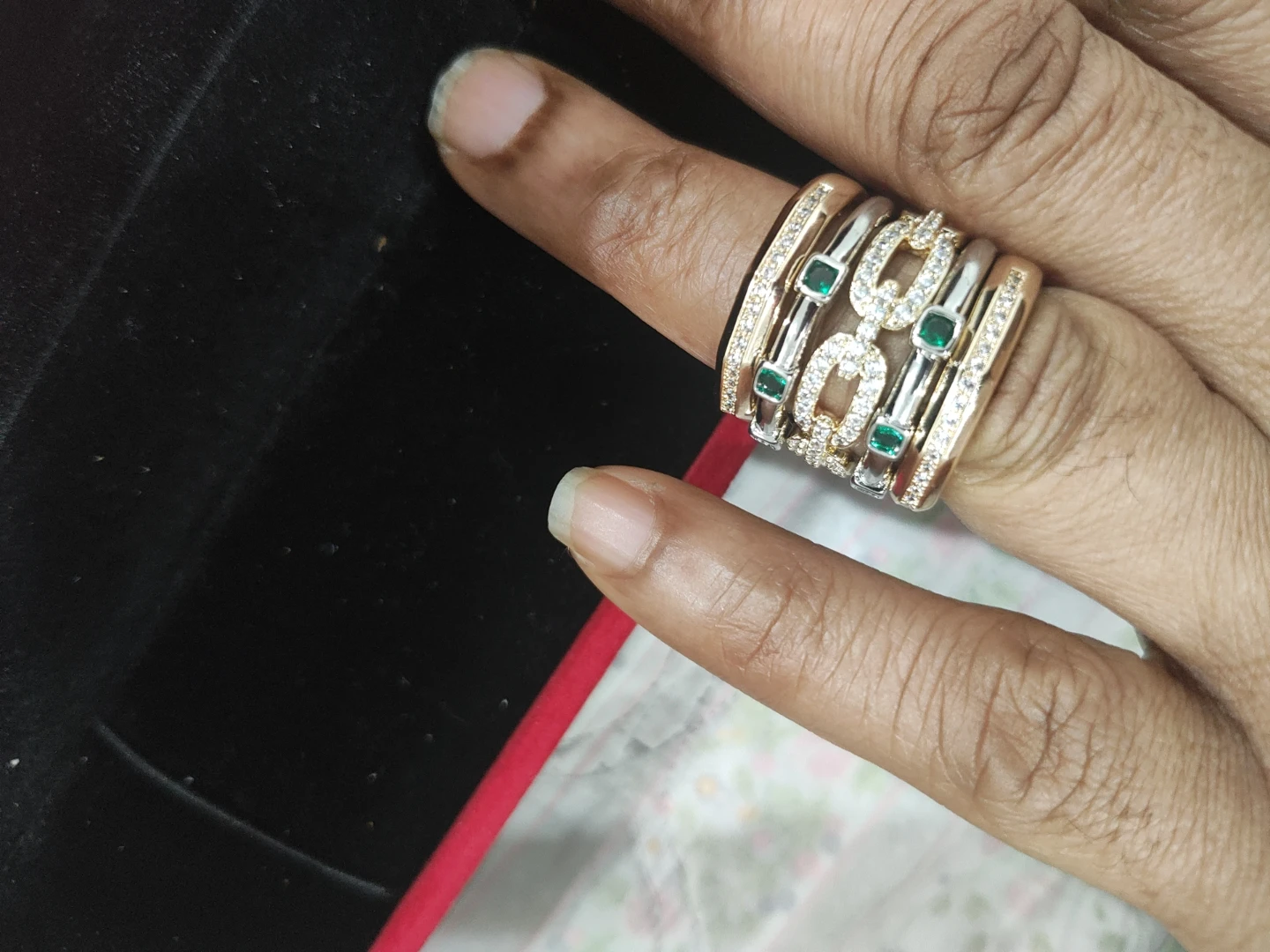Stackable Rings with Emeralds and Diamonds - photo 2