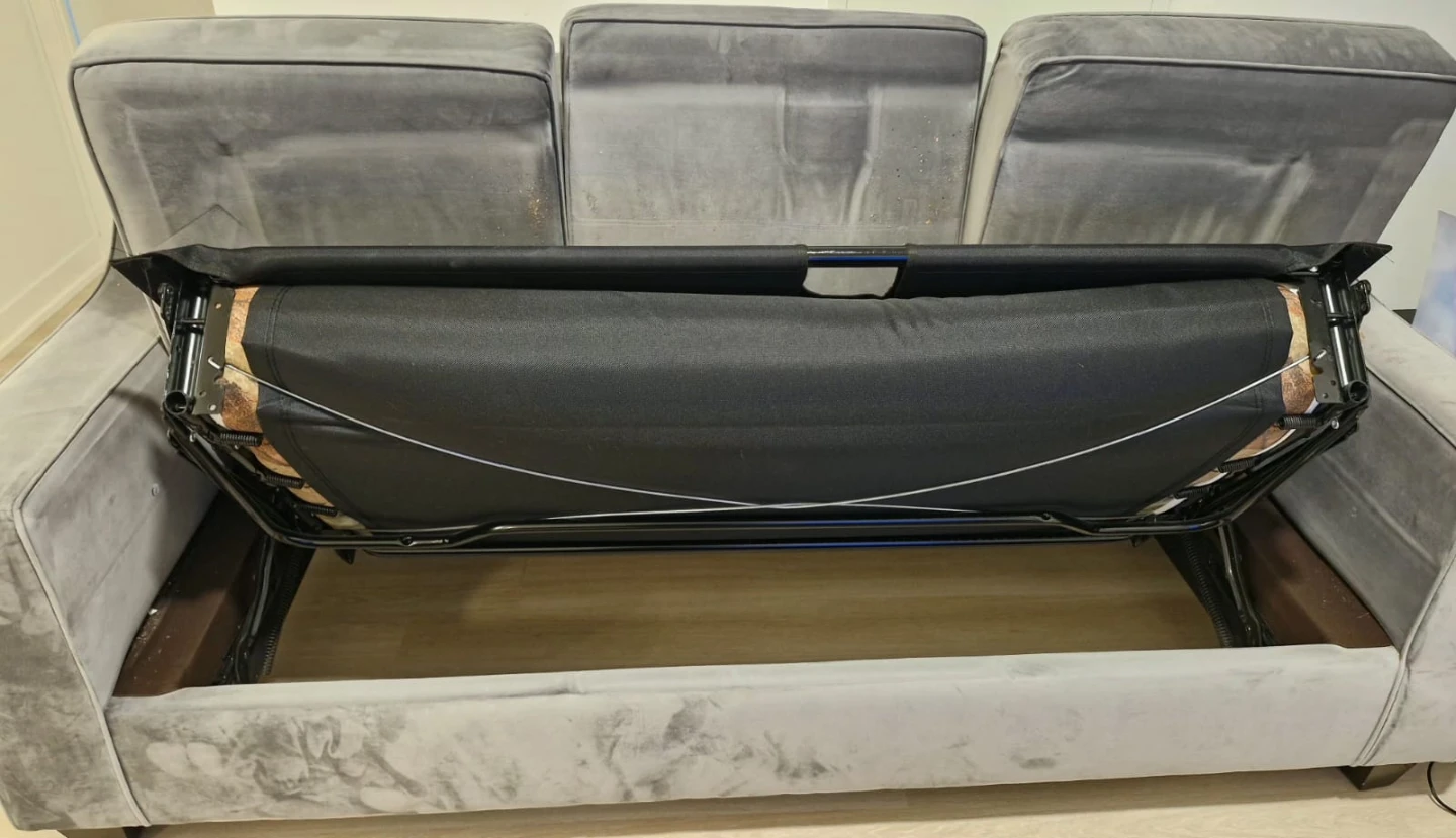 Grey Velvet Sofa Bed - photo 3