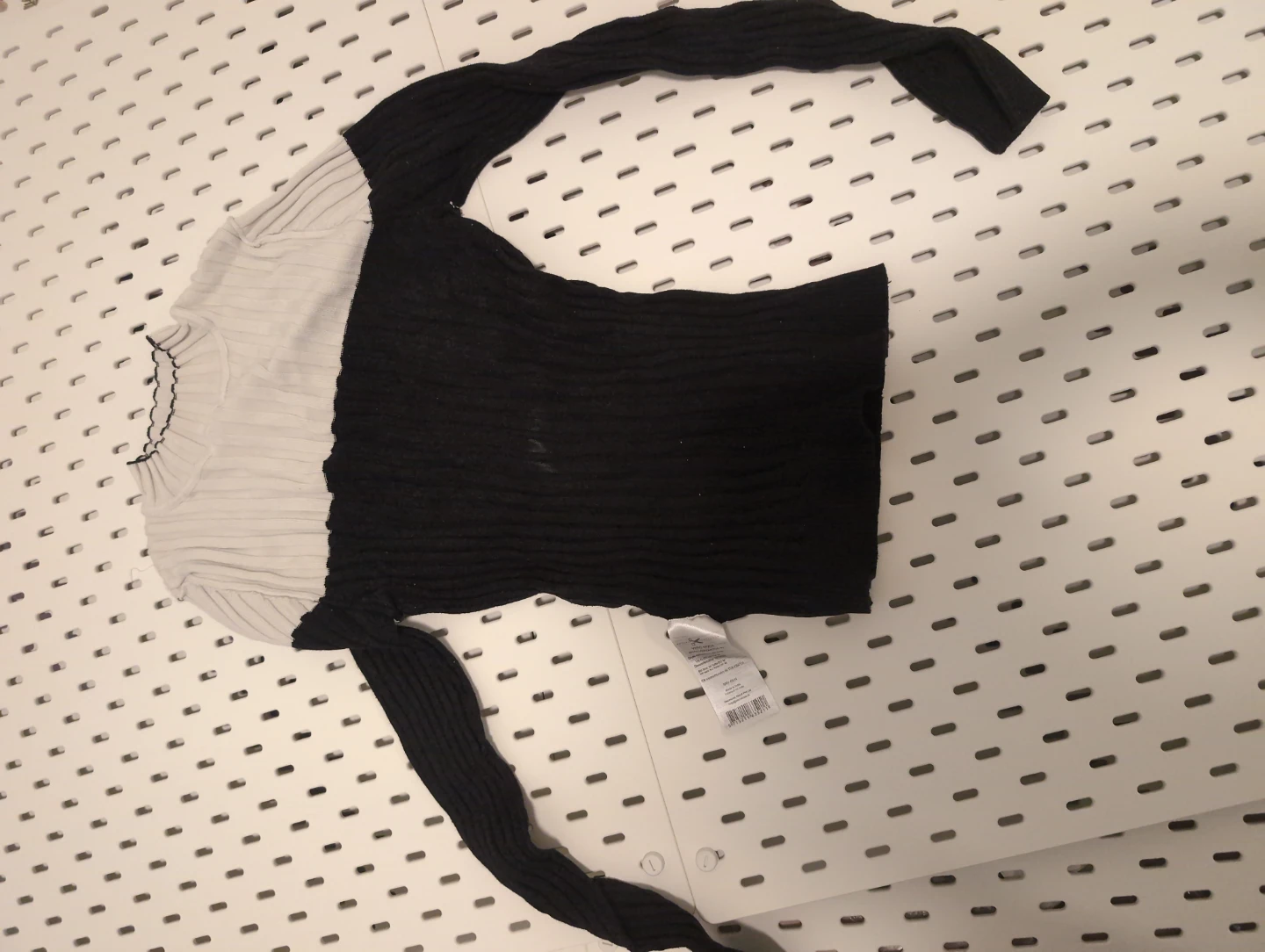 Two-Tone Ribbed Long-Sleeve Top