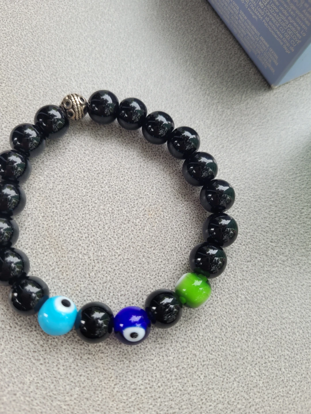Black Beaded Evil Eye Bracelet