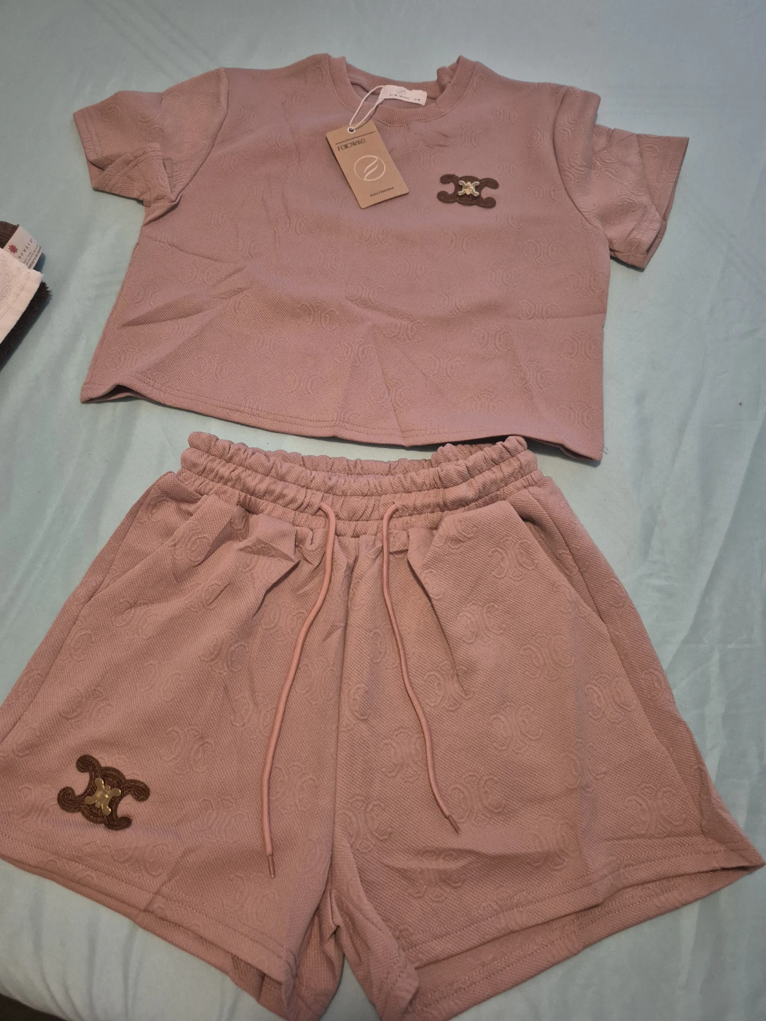 Follow Wave T-Shirt and Shorts Set - Pink