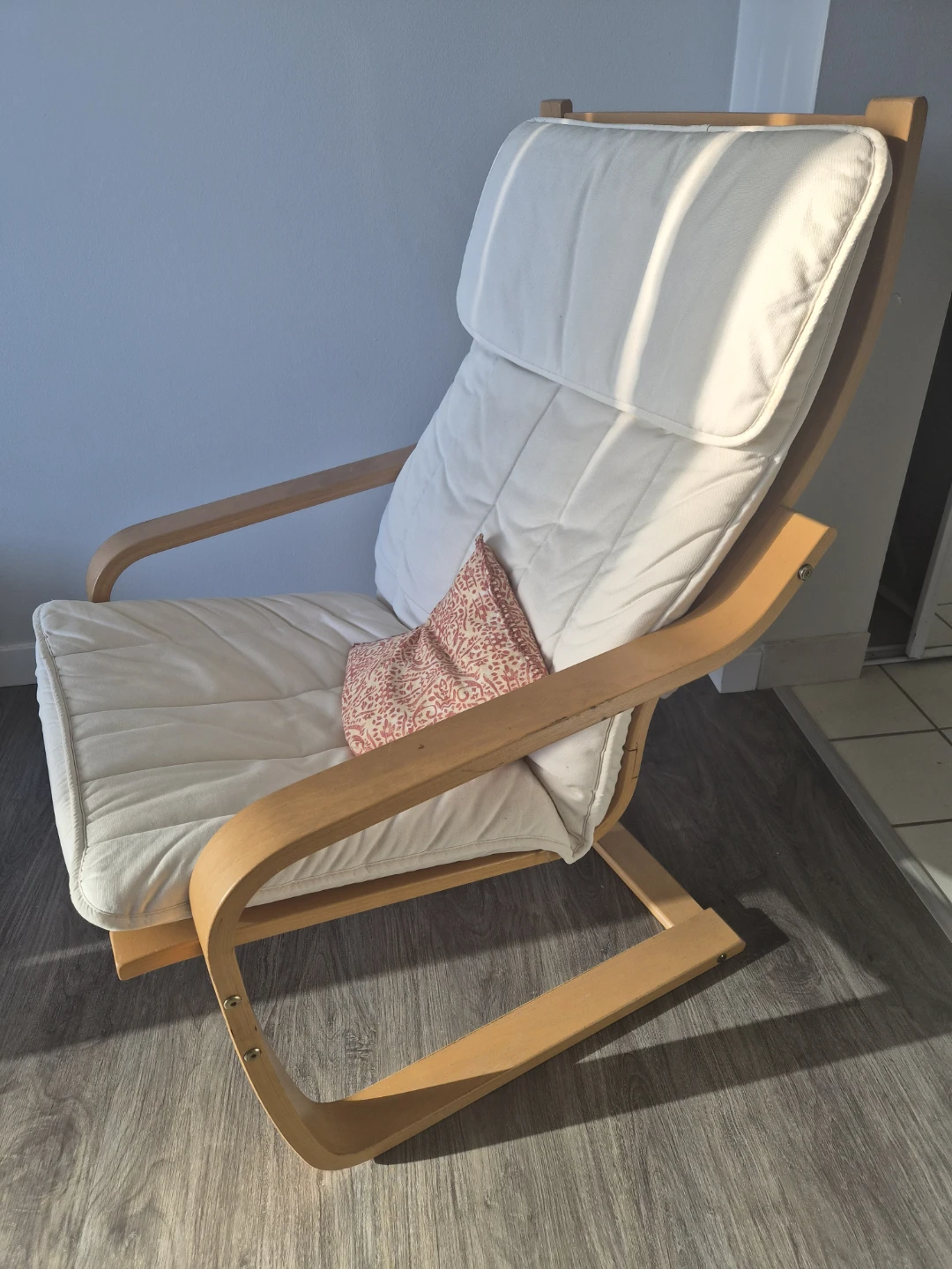 IKEA Poäng Armchair with White Cushion