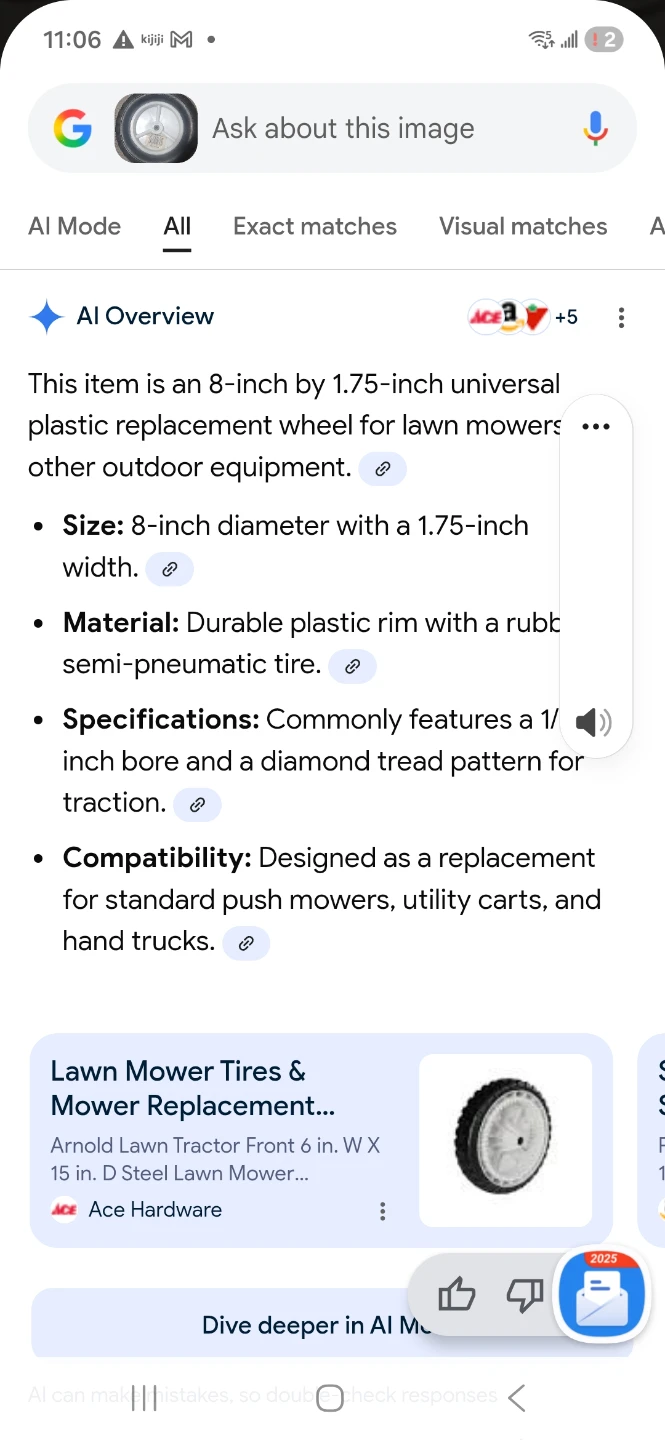 2 x 8-Inch Replacement Wheels for Lawn Mowers/Carts - photo 3