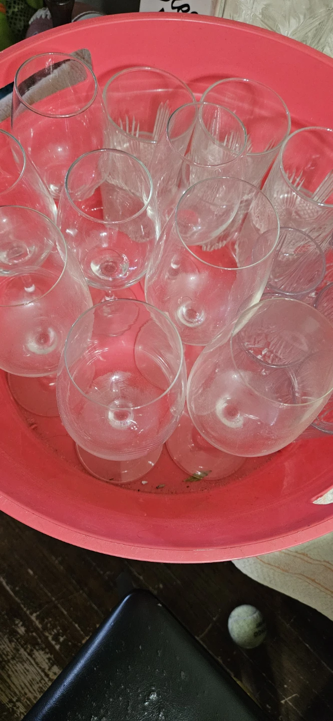 Assorted Clear Glass Wine Glasses and Tumblers