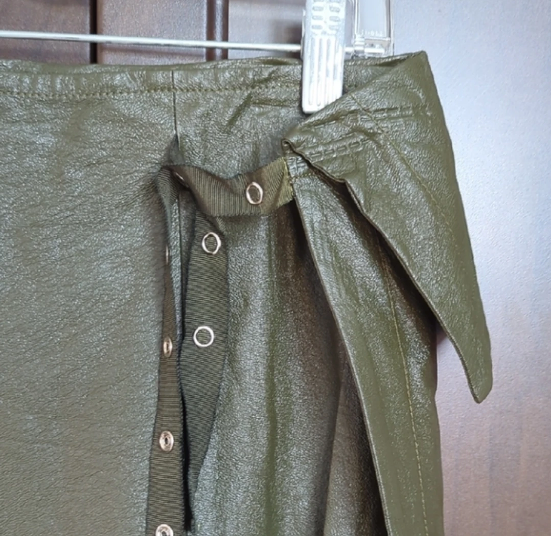 Green Faux Leather Wrap Skirt - photo 2