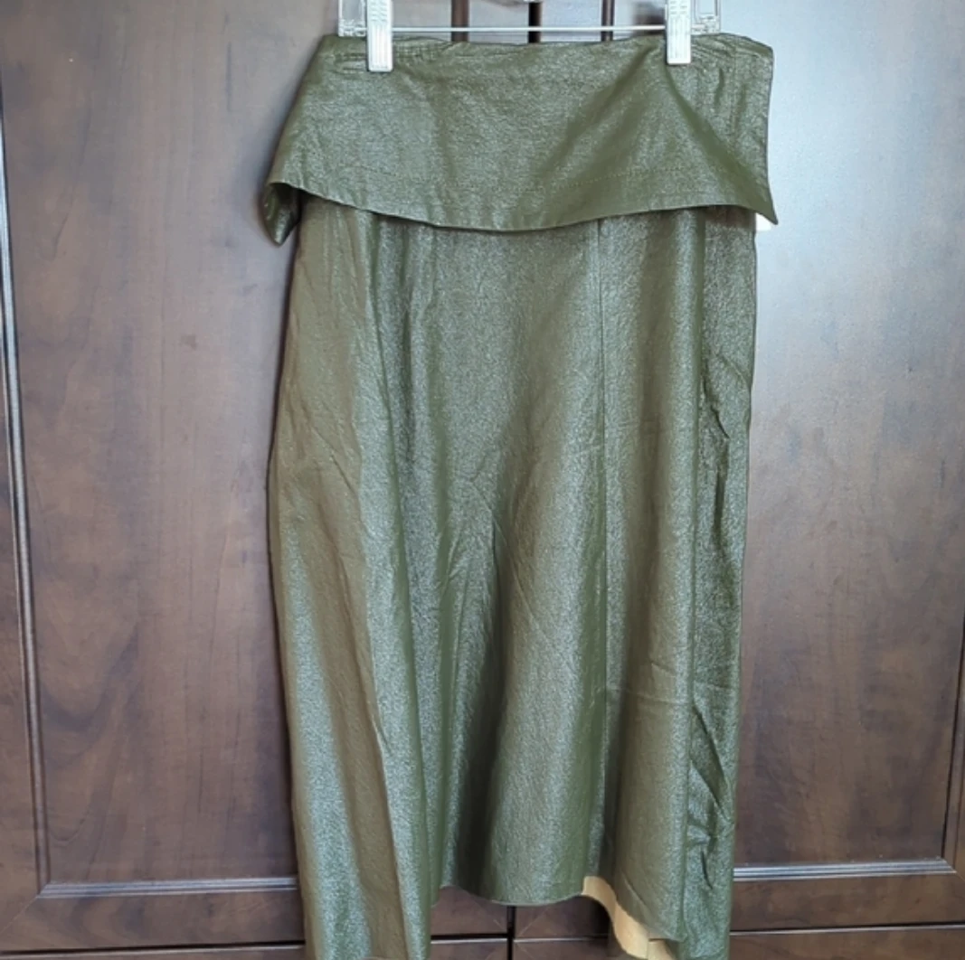 Green Faux Leather Wrap Skirt - photo 4