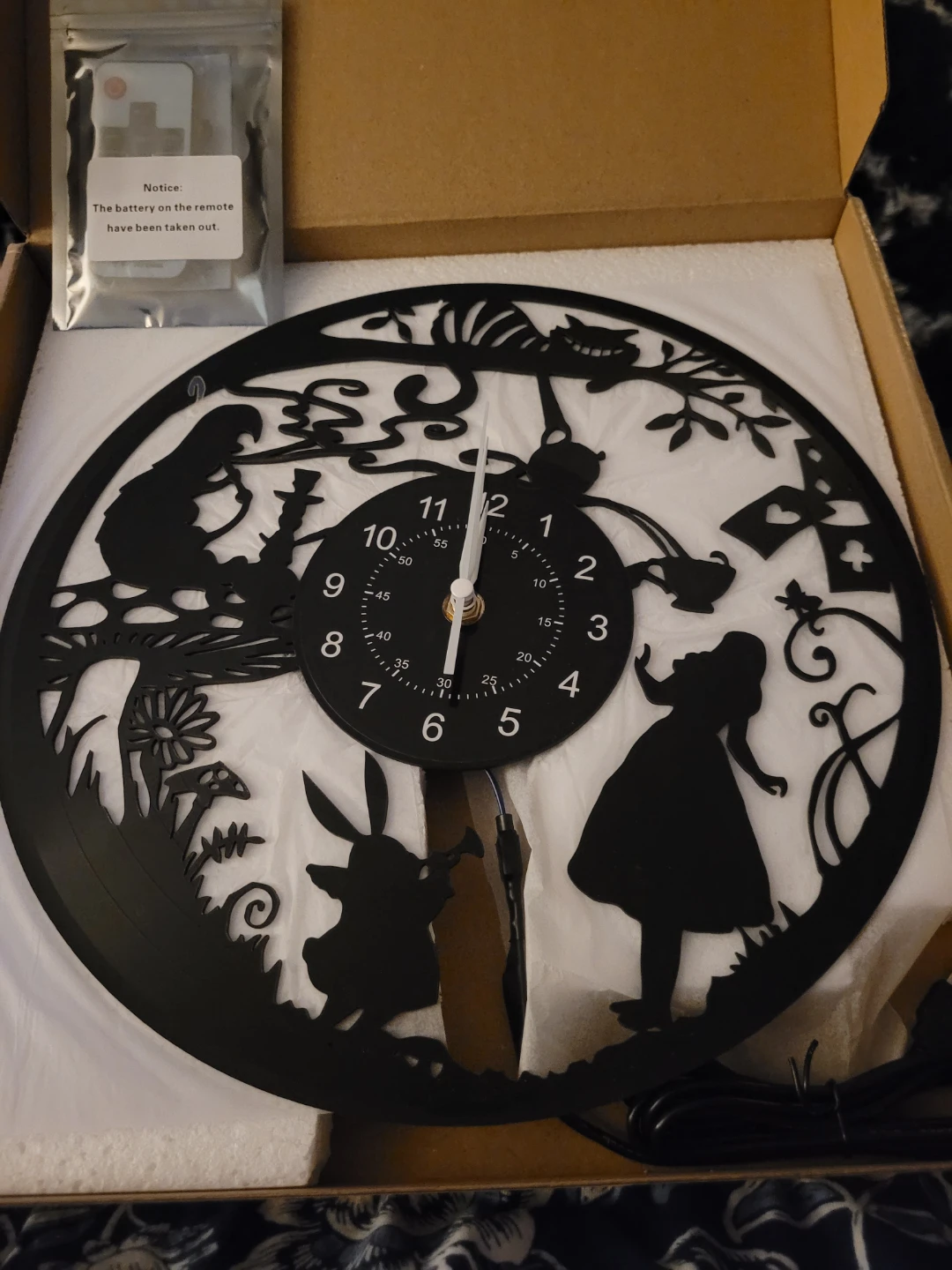 Alice in Wonderland Record Wall Clock with LED Lights