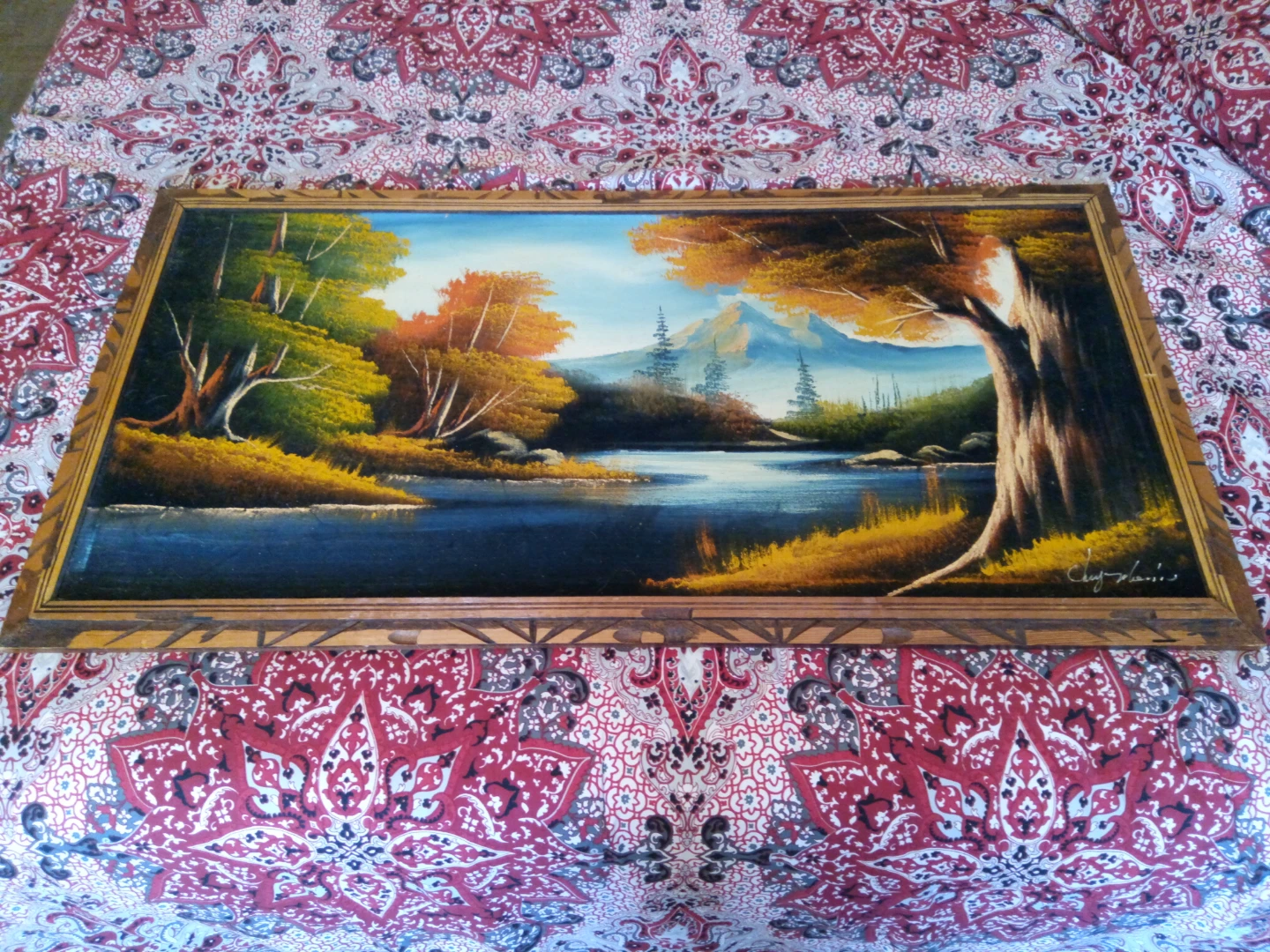Original Landscape Painting in Wooden Frame