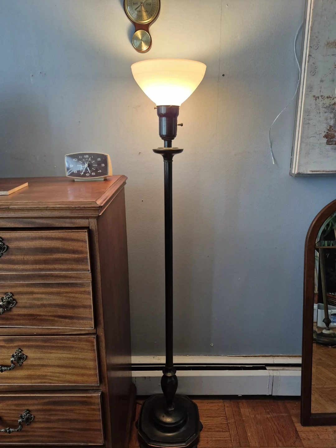 Vintage Metal Floor Lamp With Milk Glass Shade - photo 4
