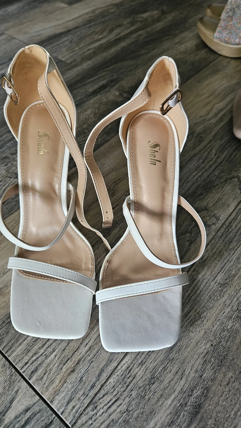 Shein White Square Toe Strappy Heeled Sandals Size 36