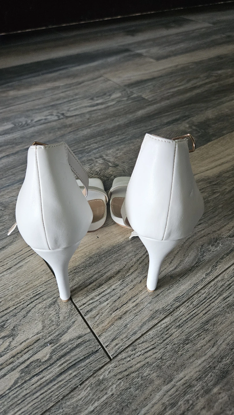 Shein White Square Toe Strappy Heeled Sandals Size 36 - photo 2