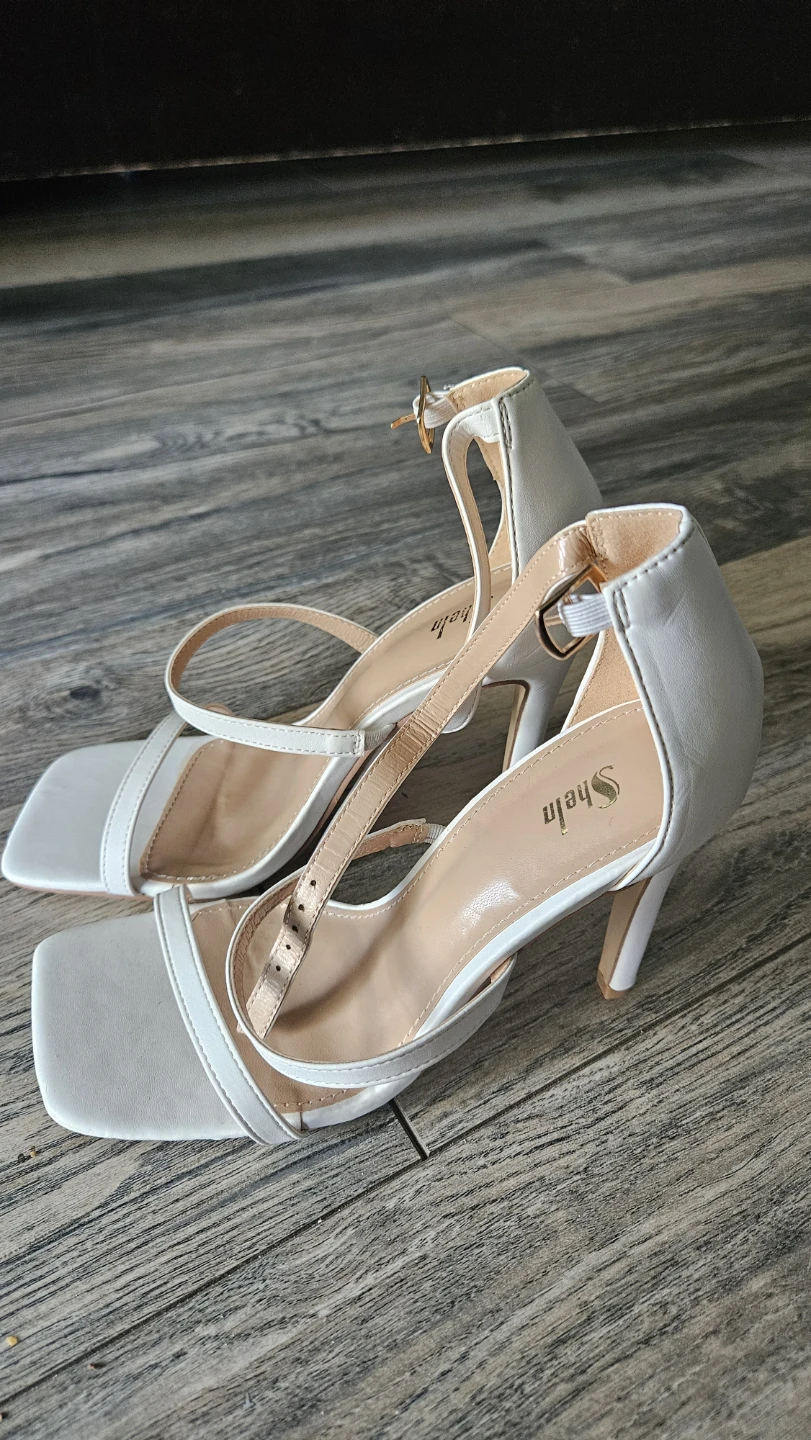 Shein White Square Toe Strappy Heeled Sandals Size 36 - photo 3