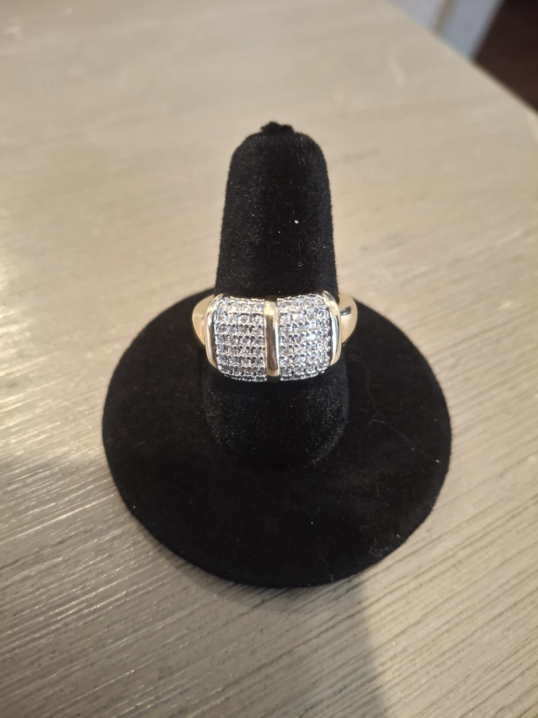 Gold Tone Ring with Paved Stones