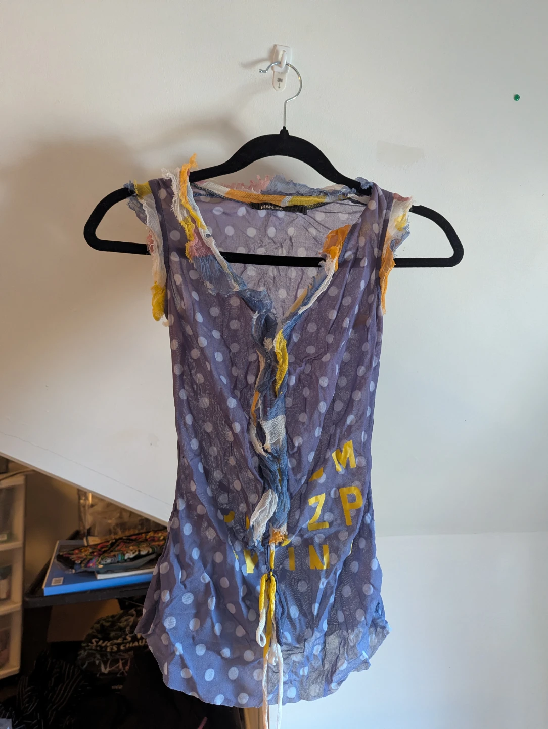 Purple Polka Dot Ruffle Tank Top from 2000s