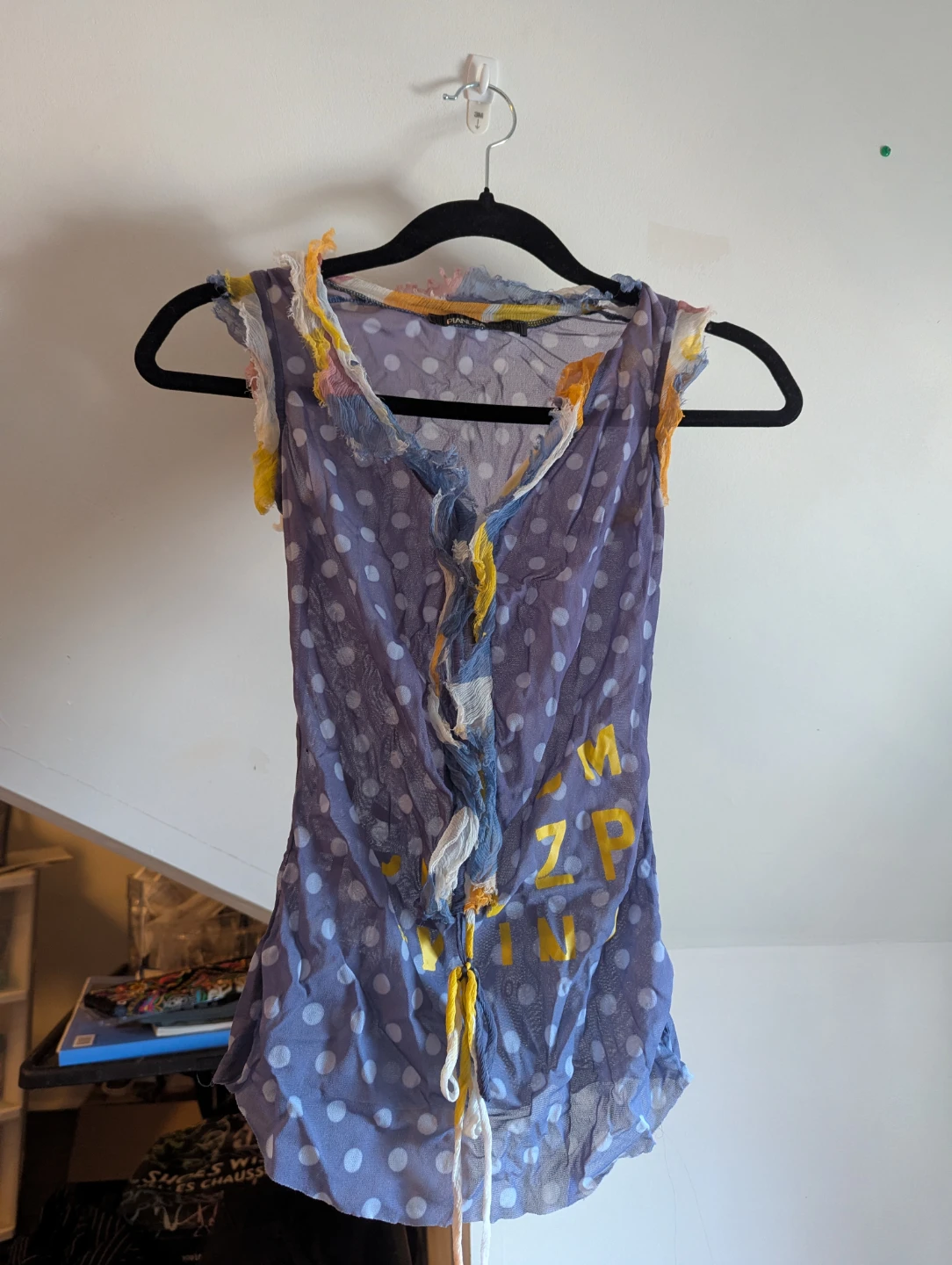 Purple Polka Dot Ruffle Tank Top from 2000s - photo 3