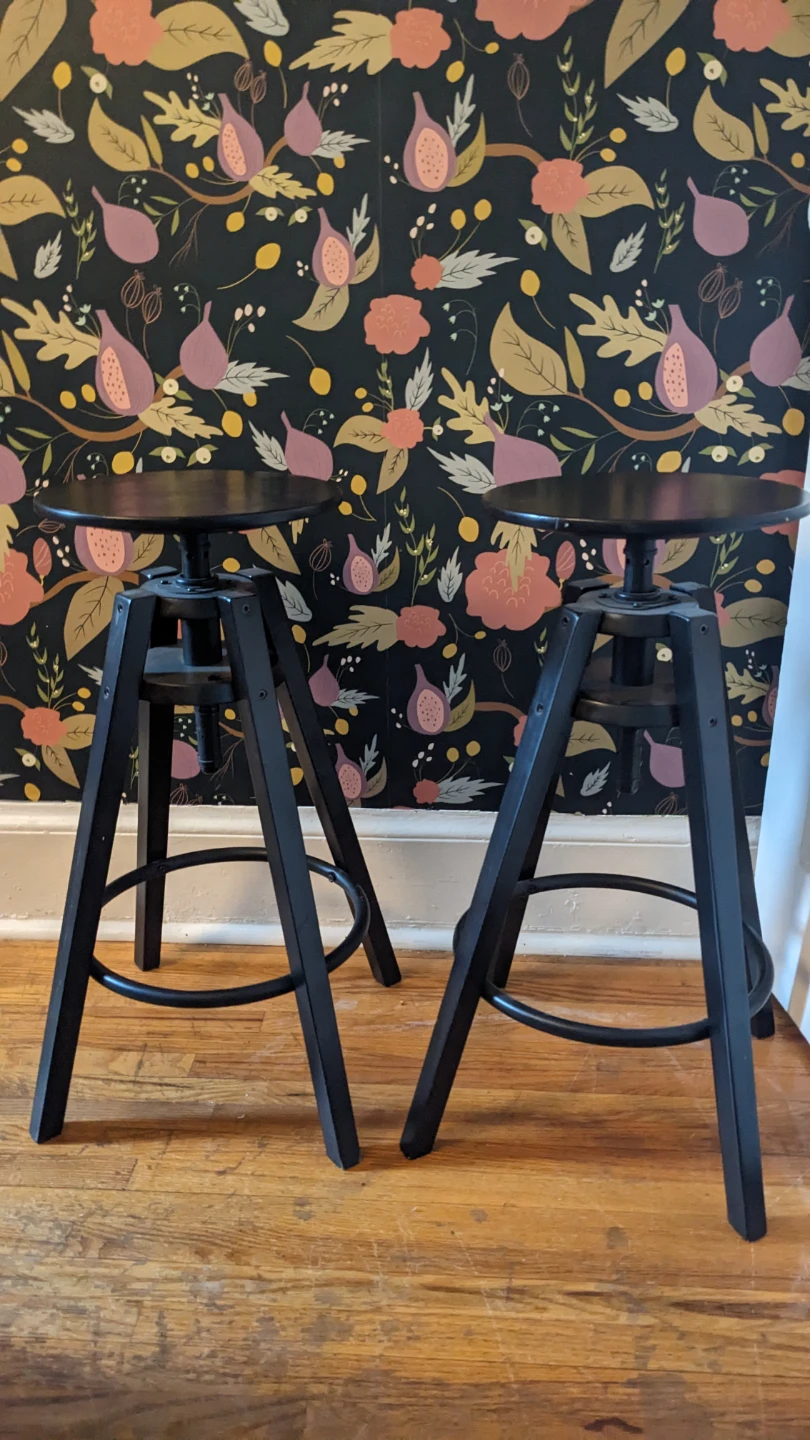 Ikea DALFRED Black Adjustable Swivel Bar Stools (Set of 2)