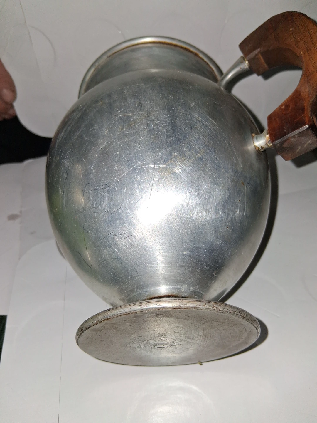 Vintage Aluminum Teapot with Wooden Handle - photo 2