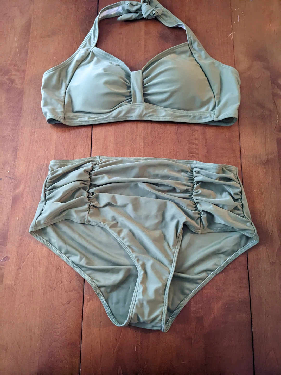 Women's Olive Green Bikini Set XXL - medium top
