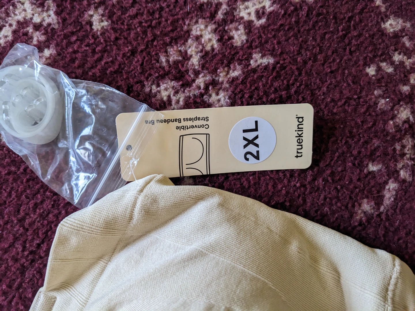 Truekind Convertible Strapless Bandeau Bra - Beige, Size 2XL - photo 3