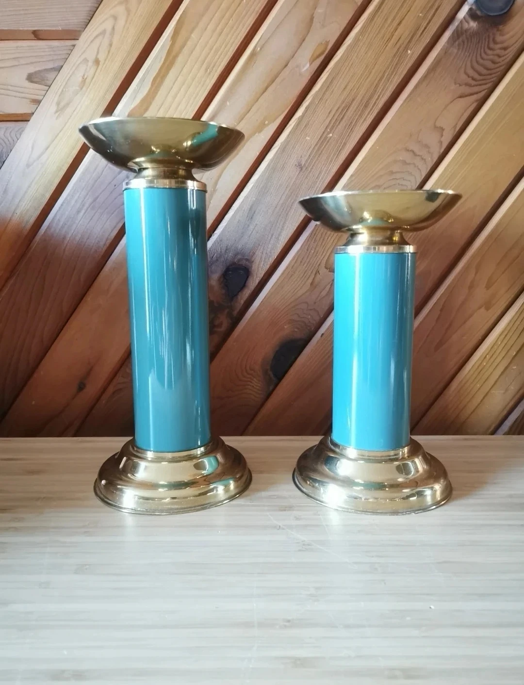 Pair of Vintage Ethan Allen Brass Spike Candle Holders - photo 2