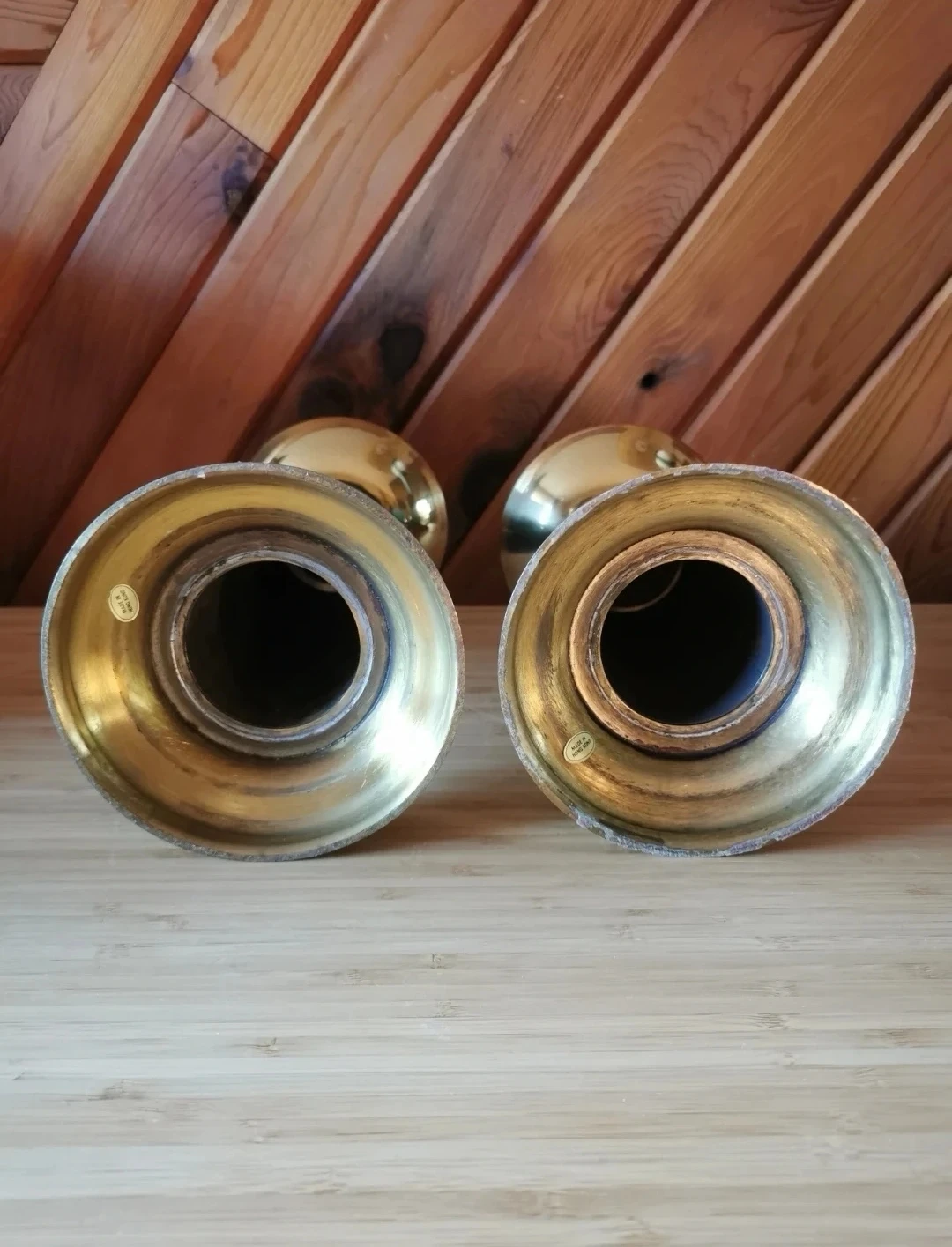 Pair of Vintage Ethan Allen Brass Spike Candle Holders - photo 4
