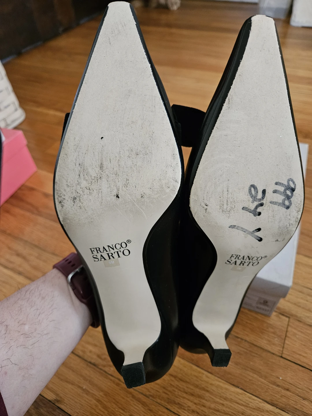 Franco Sarto Black Pointed Toe Heels with Bow - Size 9 - photo 4