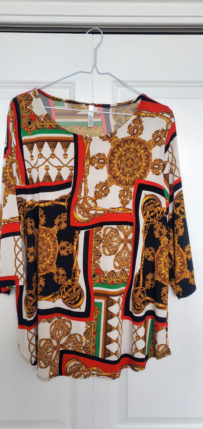 Women's "Mae Fashions" Baroque Print Top