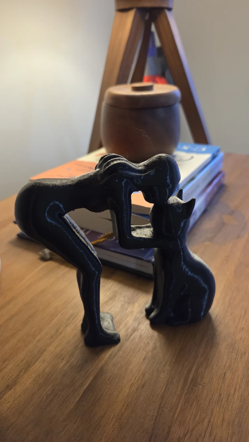 Black Cat and Person Figurine *new - photo 3