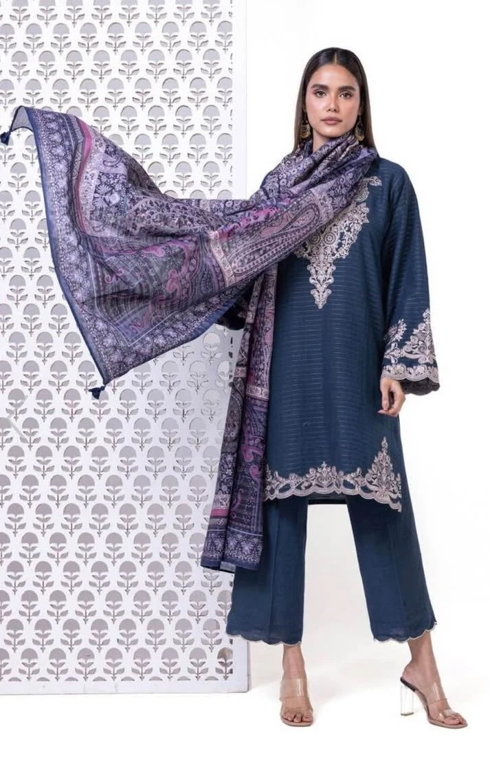 3-Piece Blue Embroidered khaadi Suit with Paisley dupatta🧡 - photo 3