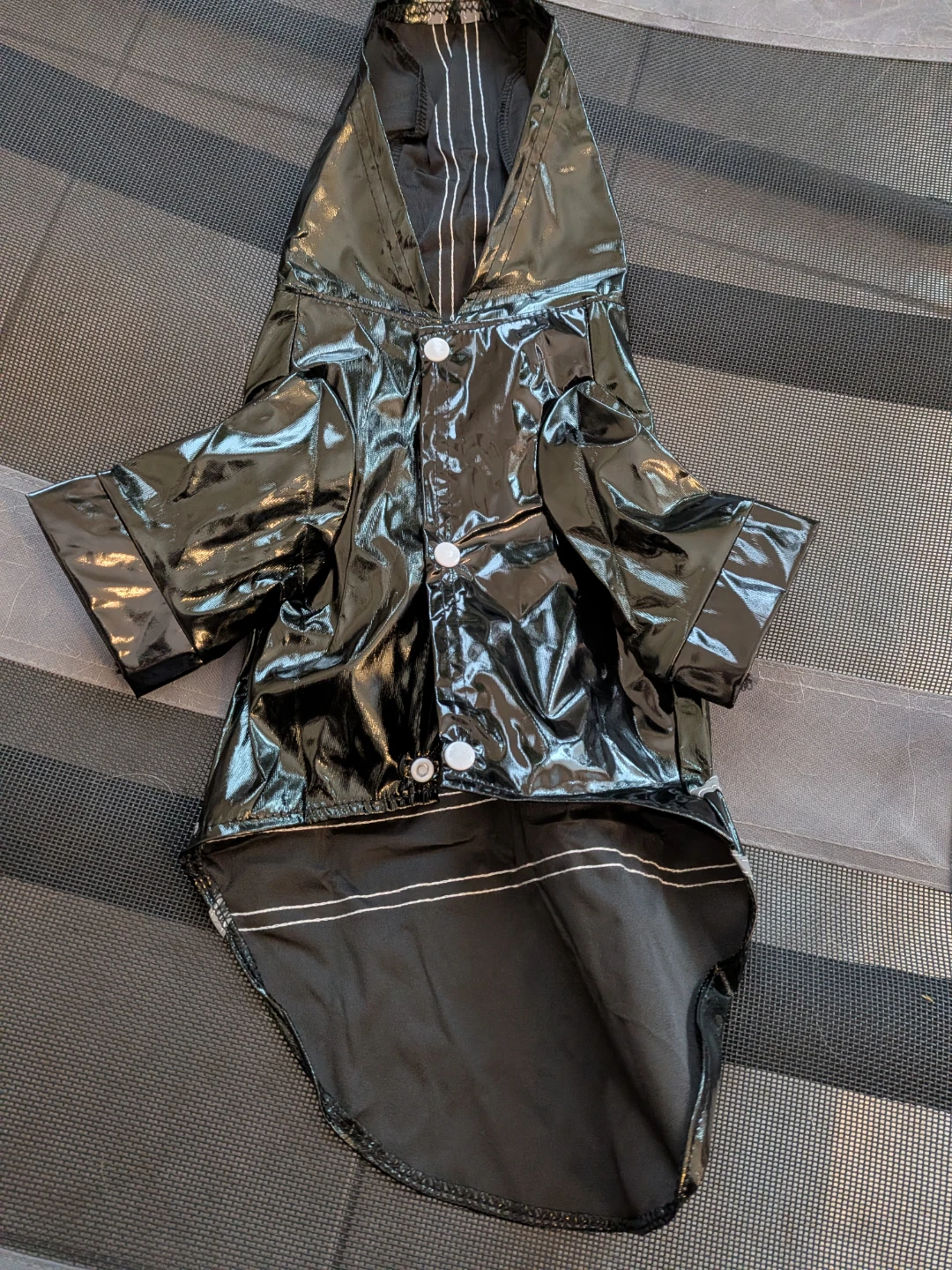 Shiny Black Dog Raincoat with Hood