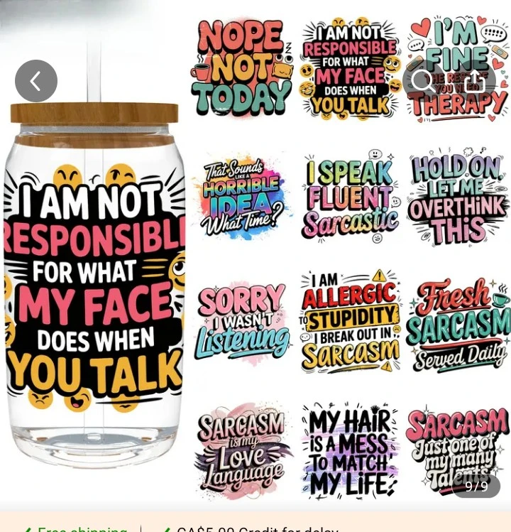 Sublimation Tumbler Wraps - Sarcastic Quotes - photo 2