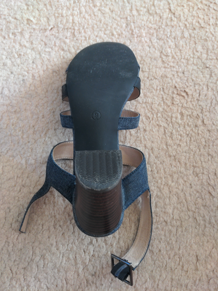 Hush Puppies Women's Denim Strappy Block Heel Sandals Size 9 - photo 3