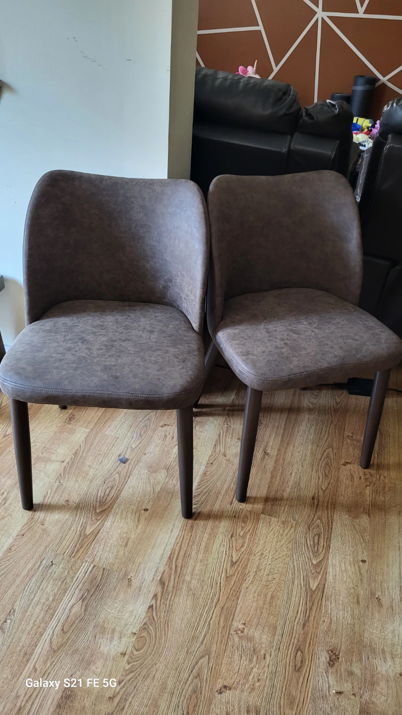 Set of 2 Brown Faux Leather Dining Chairs