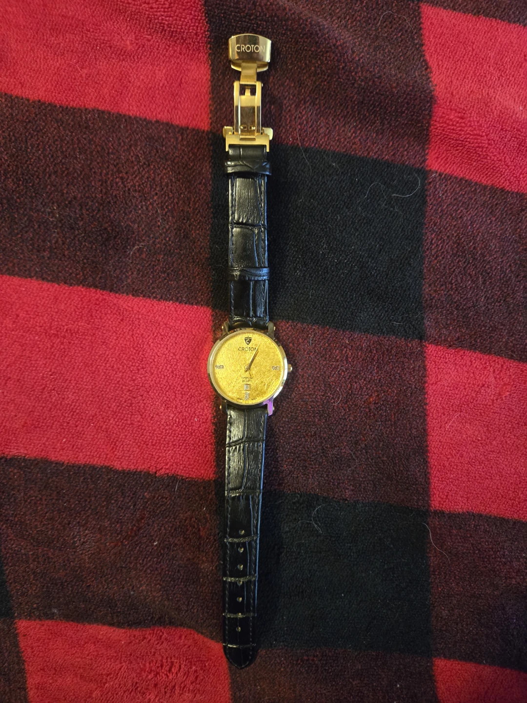 Croton 24kt Gold Foil Dial Diamond Quartz Watch
