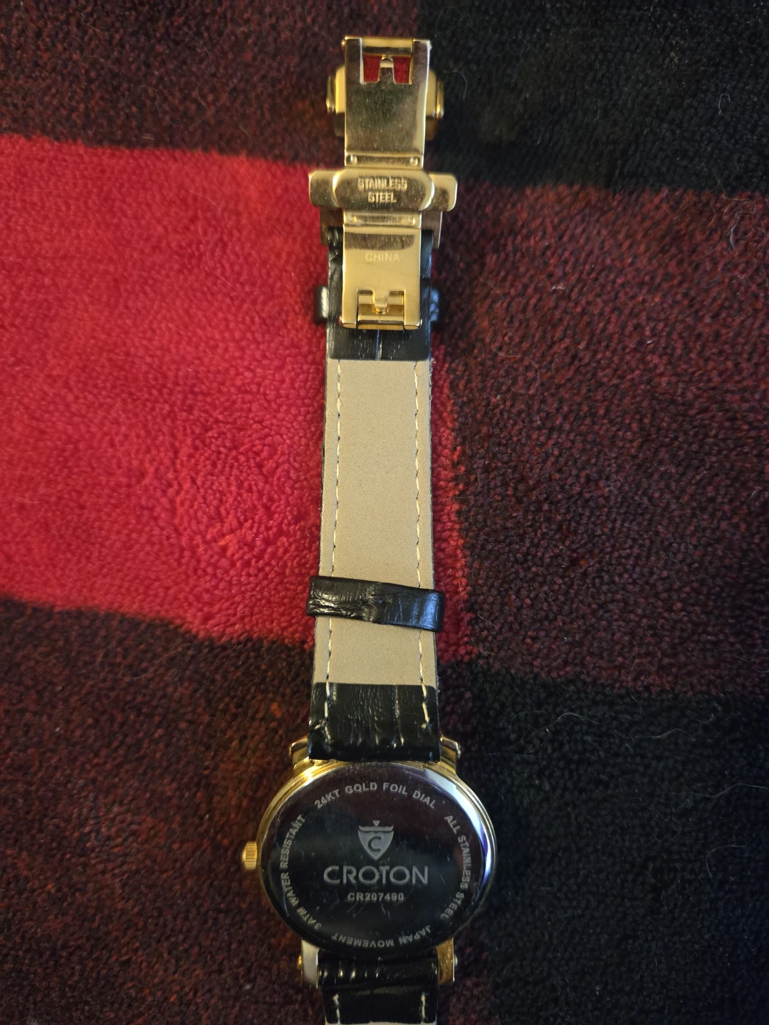 Croton 24kt Gold Foil Dial Diamond Quartz Watch - photo 3
