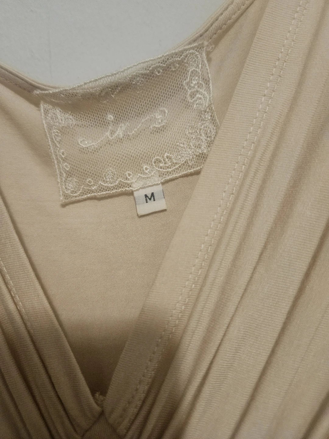 Women's Size M Beige Embellished V-Neck Top