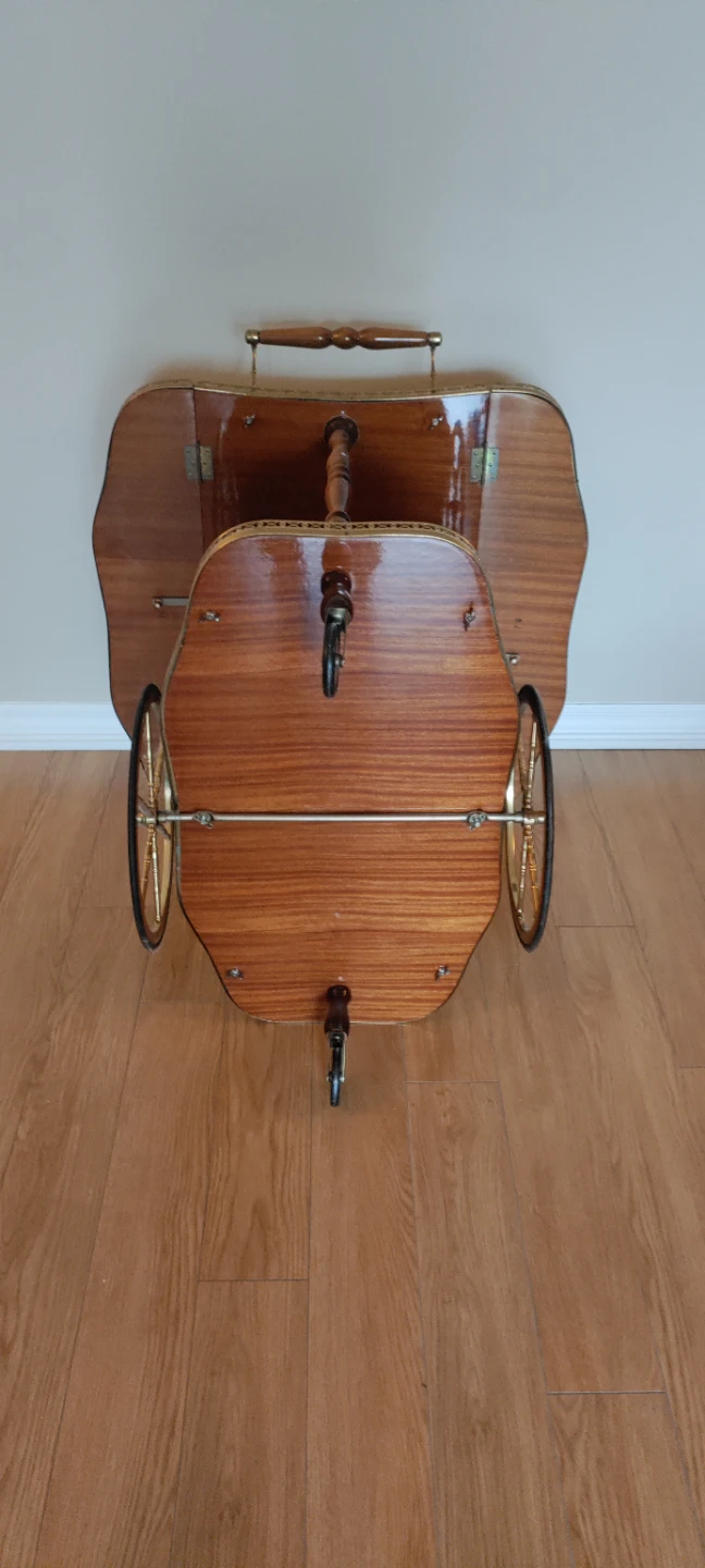 Vintage Wood Bar Cart with Wheels - photo 4