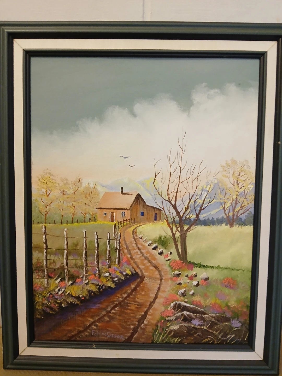 R. MacGregor Framed Painting - Country Road Scene