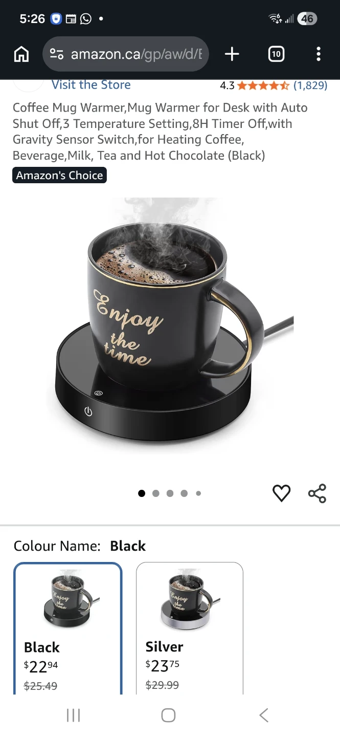 Suewow Coffee Mug Warmer - Black