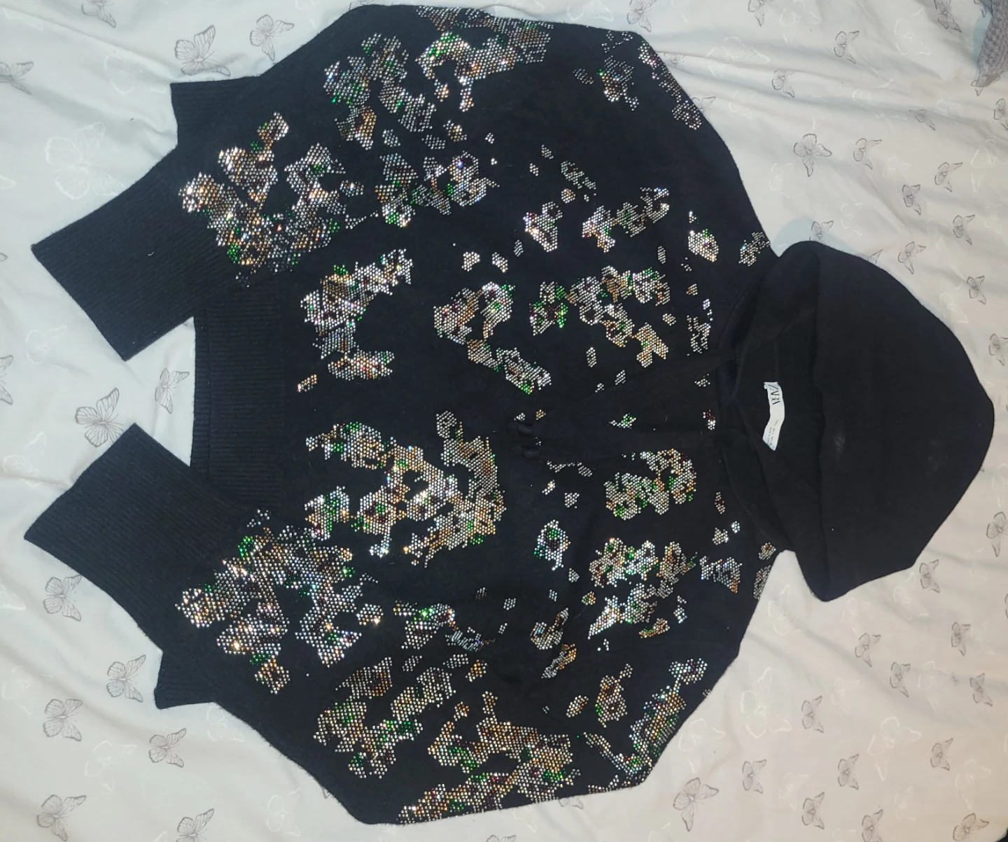 ZARA Black sequined hoodie - photo 2