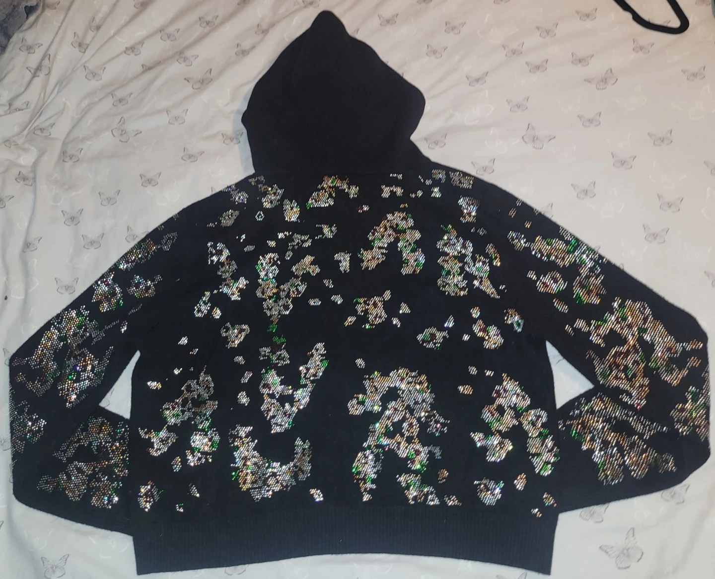 ZARA Black sequined hoodie - photo 3