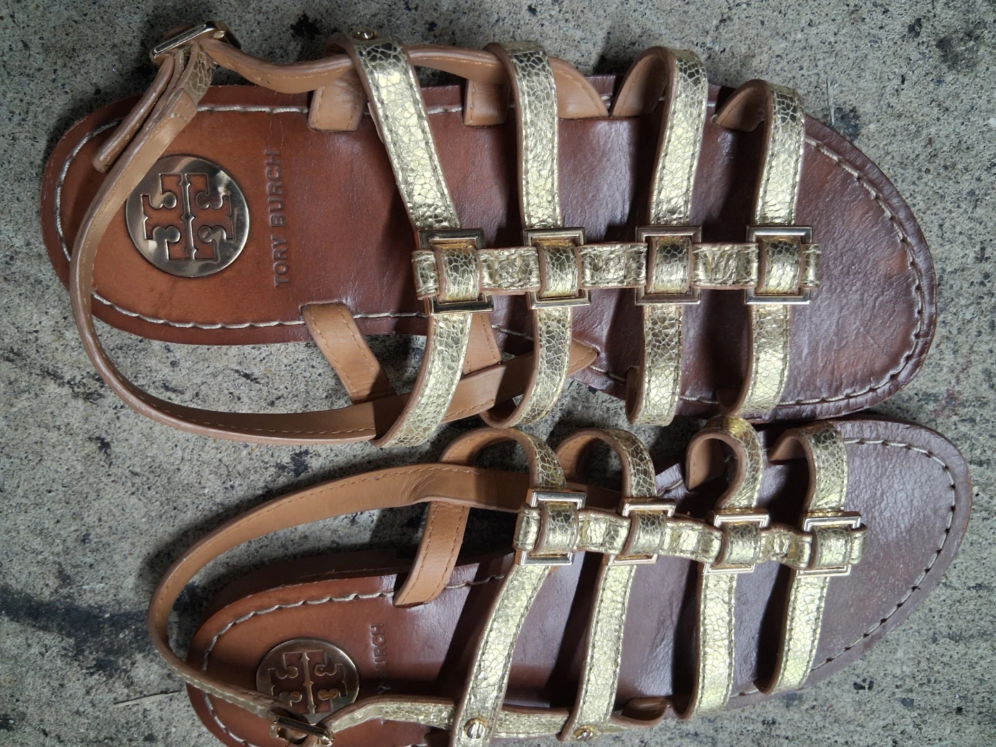 Tory Burch Gold Leather Strappy Sandals - photo 2