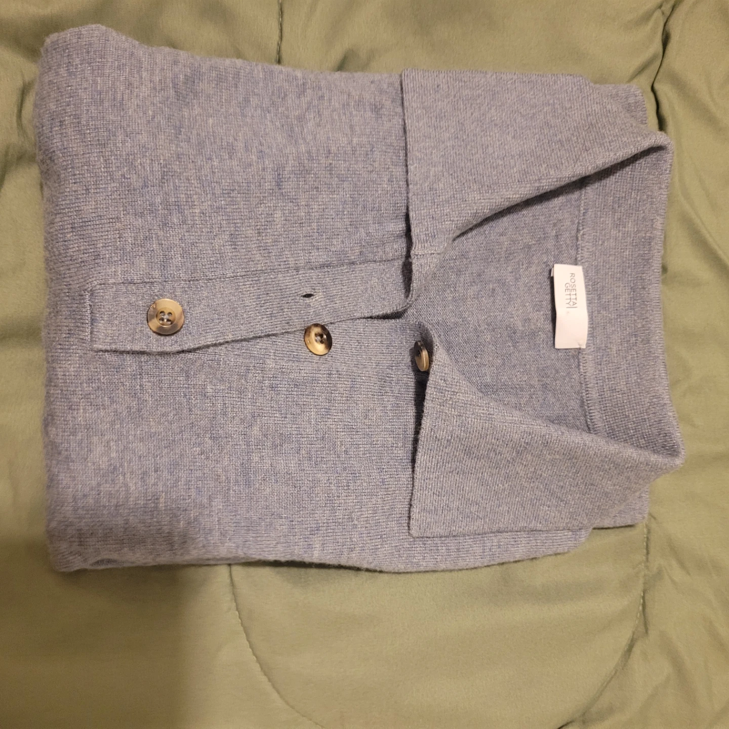 W/small Rosetta Getty Blue Wool & Cashmere Collared Shirt - photo 4
