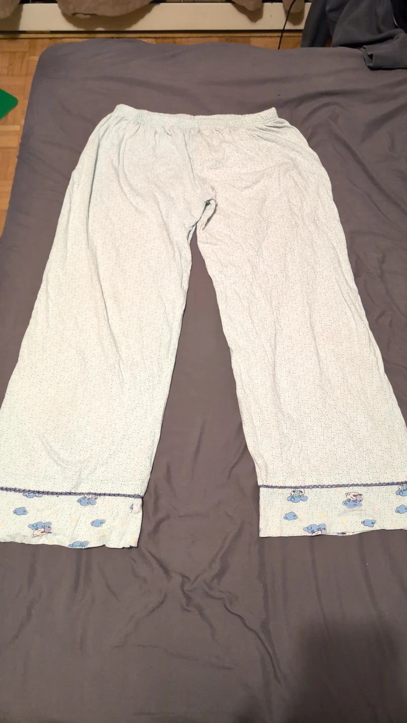 Light Blue Pajama Pants with Cloud Pattern