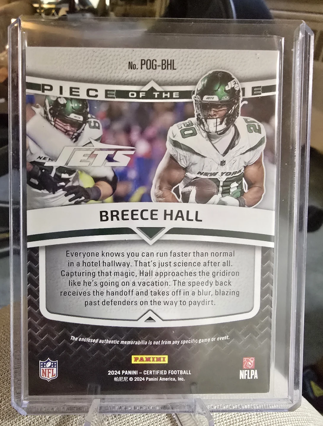 2024 Panini Certified Breece Hall "Piece of the Game" Card - photo 2