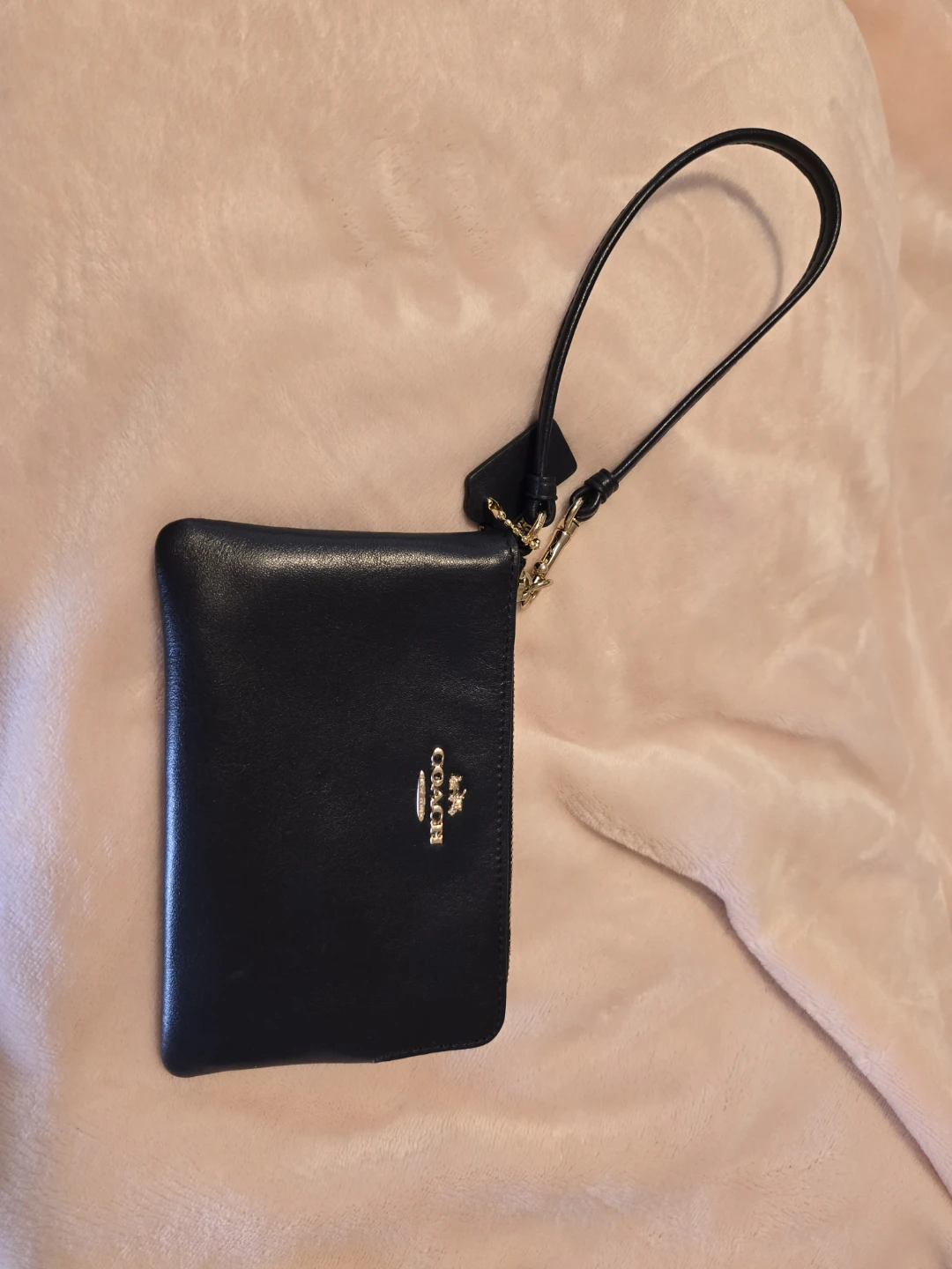Coach Black Leather Wristlet Pouch