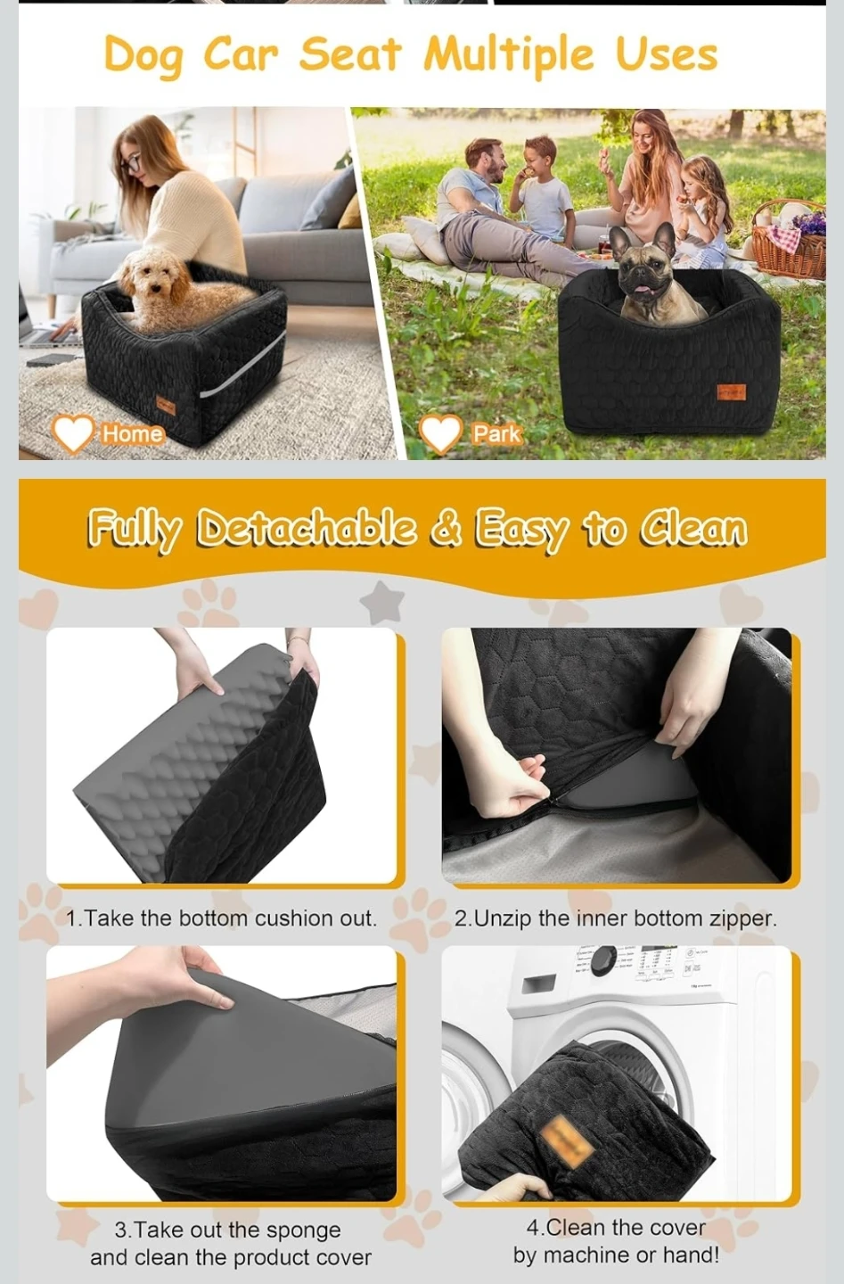 Black Dog Car Seat Booster with Cushion (17"x17"x19") - photo 4